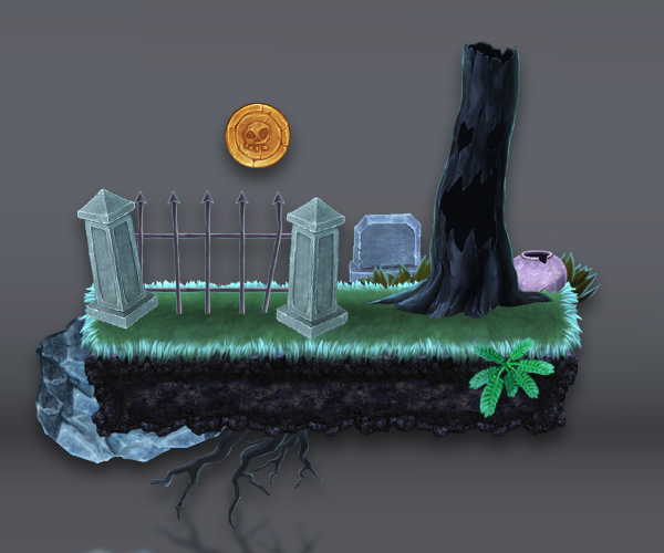 Royalty Free Game Art - Platform Set- Spooky Cemetery
